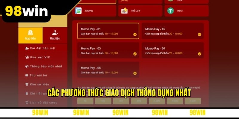 Các phương thức giao dịch thông dụng nhất